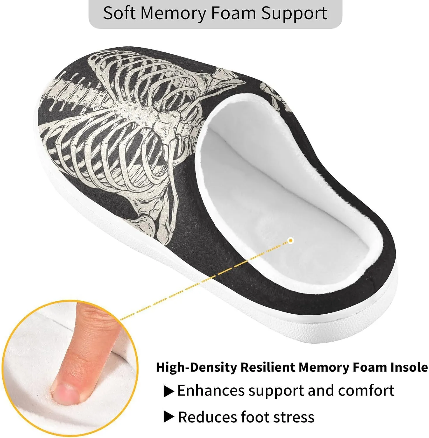 Unisex Memory Foam Slippers Non-Skid Slip-on Soft Warm Sole Fleece Shoes 6-17