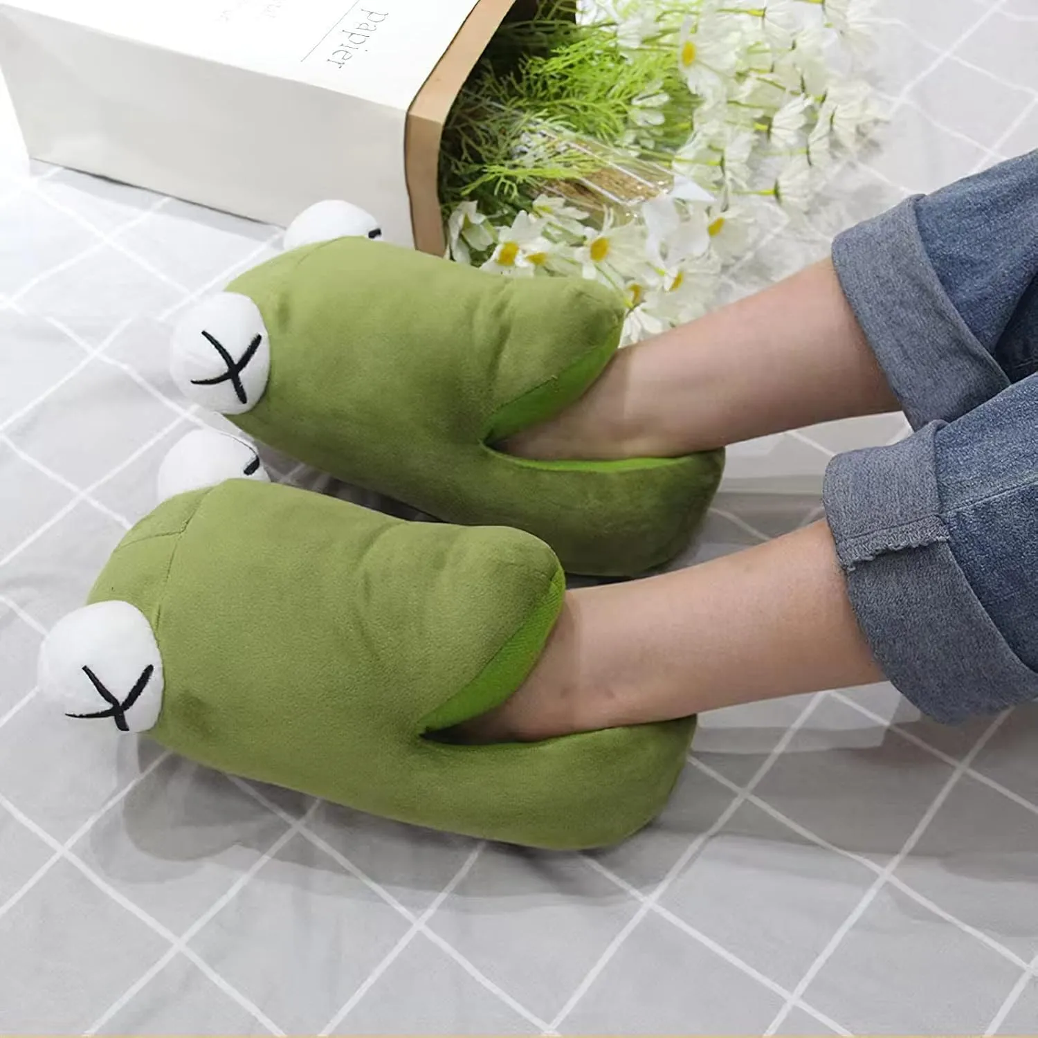 Unisex Novelty Cute Animal Feet Slippers Indoor House Plush Slippers Funny Christmas Halloween Gifts - One Size Fits Most