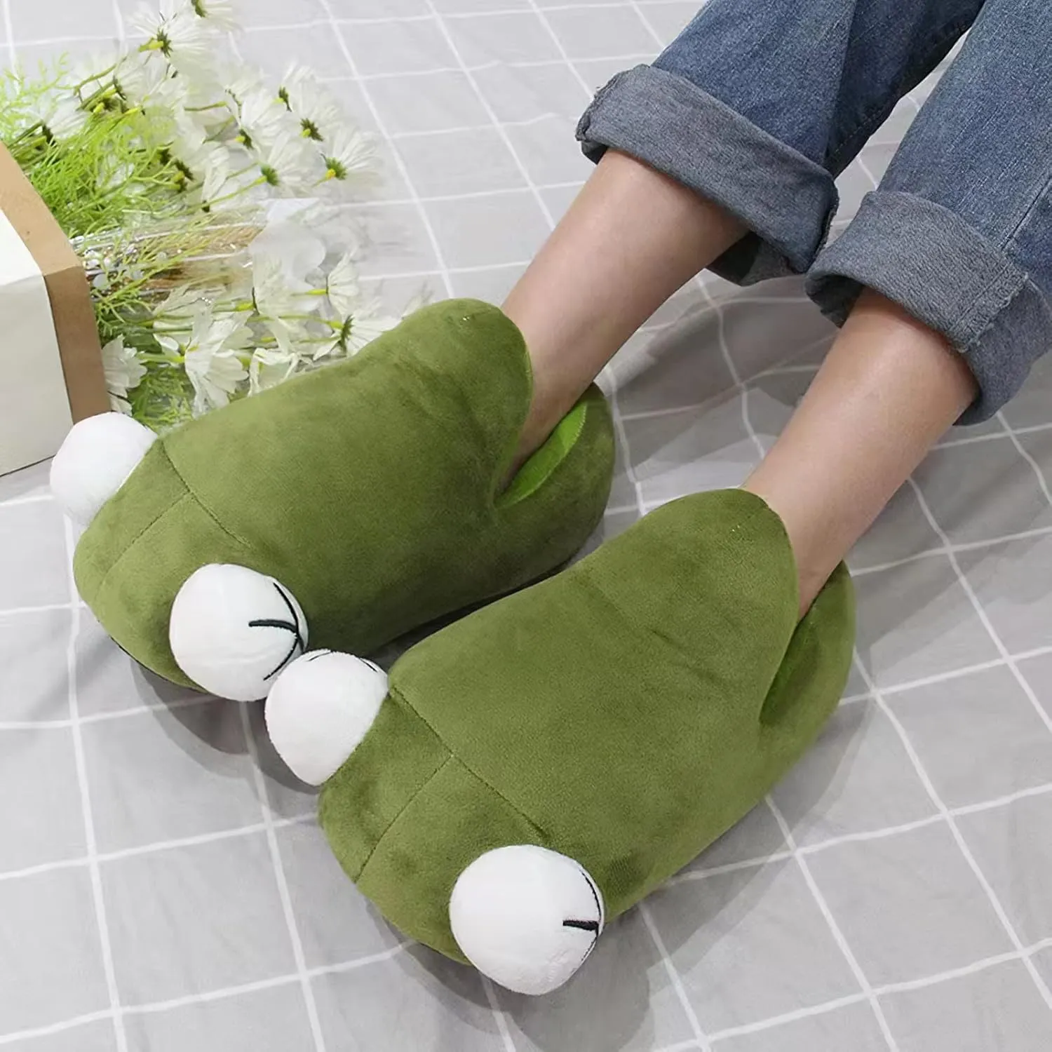 Unisex Novelty Cute Animal Feet Slippers Indoor House Plush Slippers Funny Christmas Halloween Gifts - One Size Fits Most