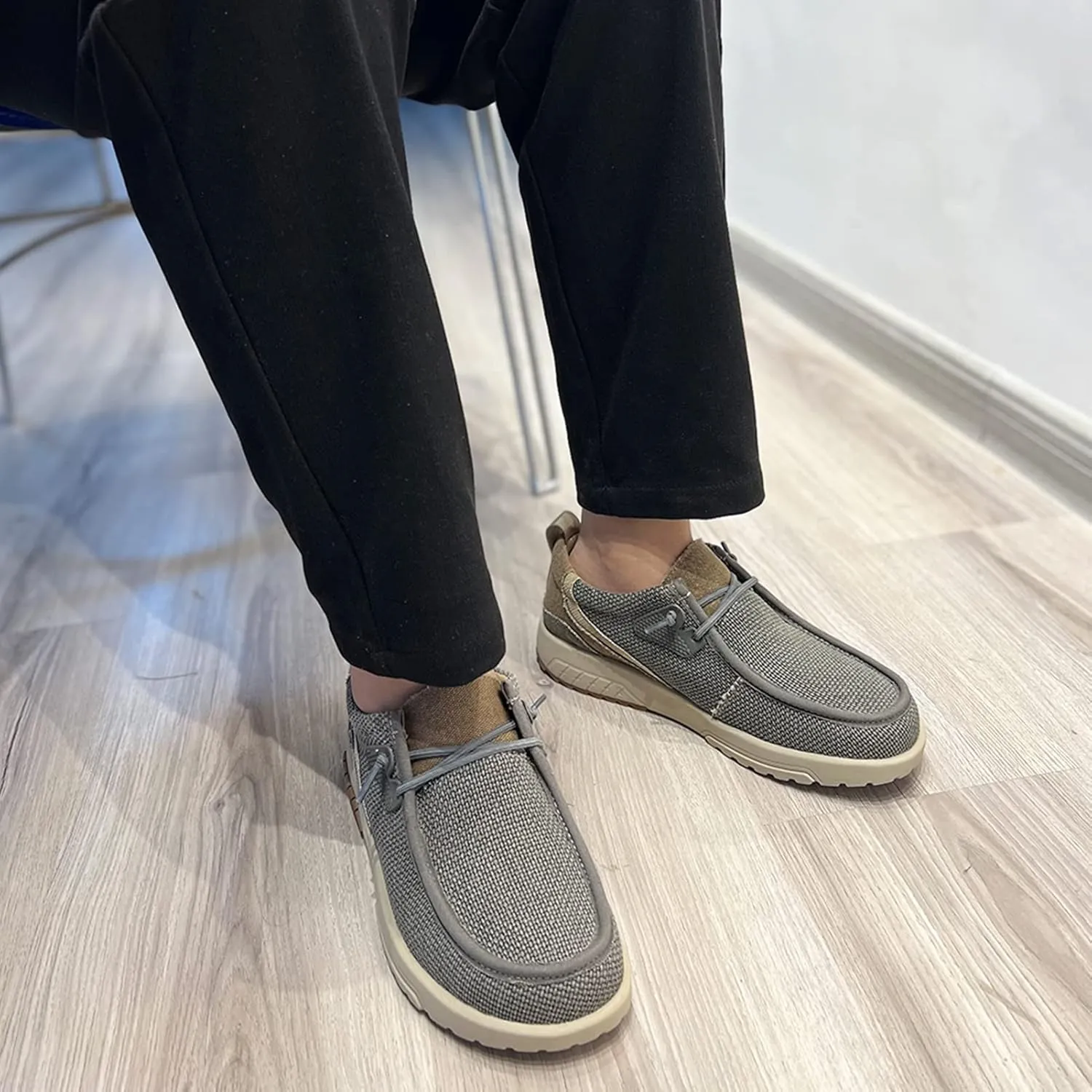 UPIShi Men's Slip On Arch Support Loafers Comfortable Light-Weight Orthopedic Casual Shoes for Plantar Fasciitis Walking Canvas Sneakers