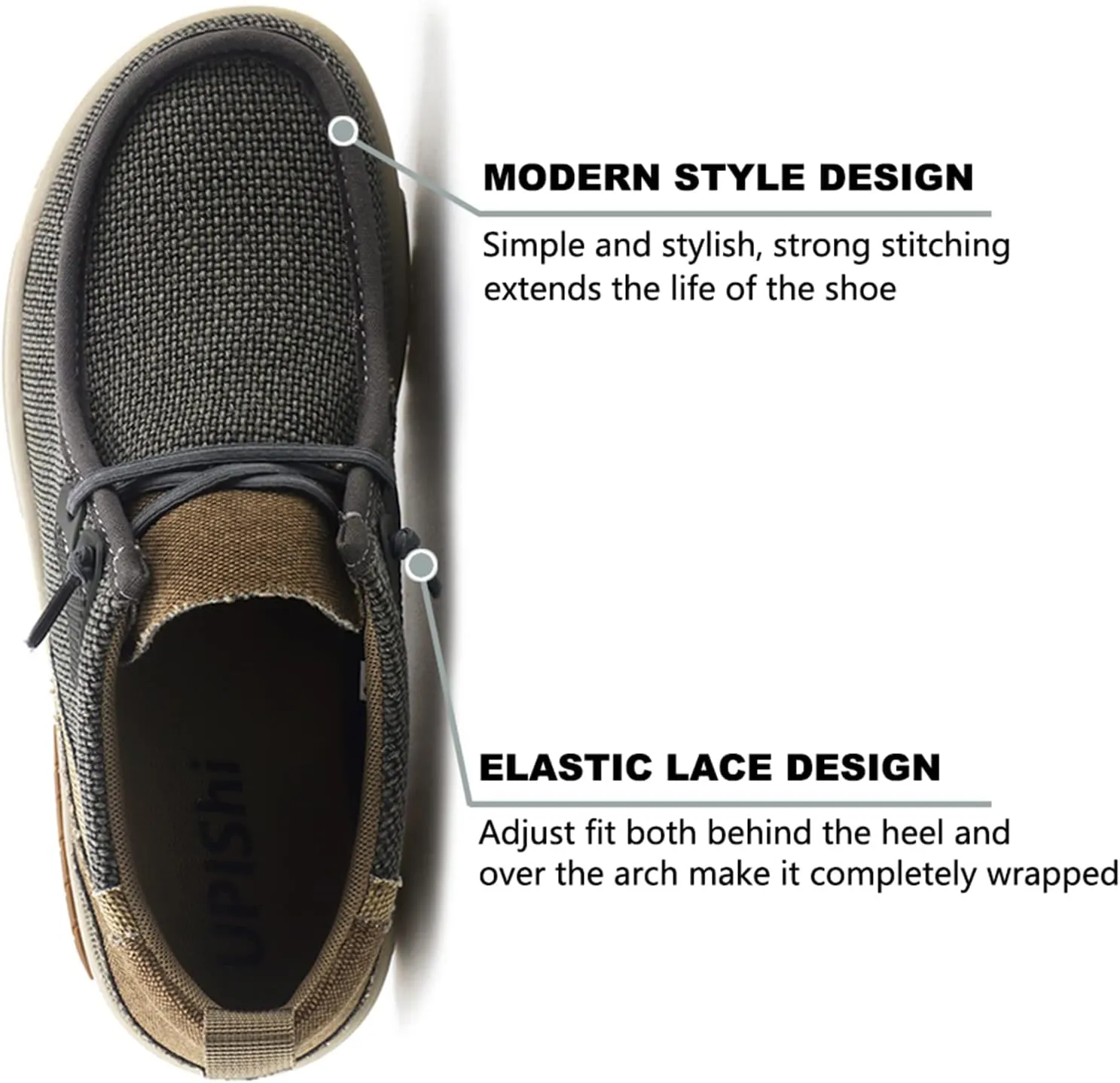 UPIShi Men's Slip On Arch Support Loafers Comfortable Light-Weight Orthopedic Casual Shoes for Plantar Fasciitis Walking Canvas Sneakers
