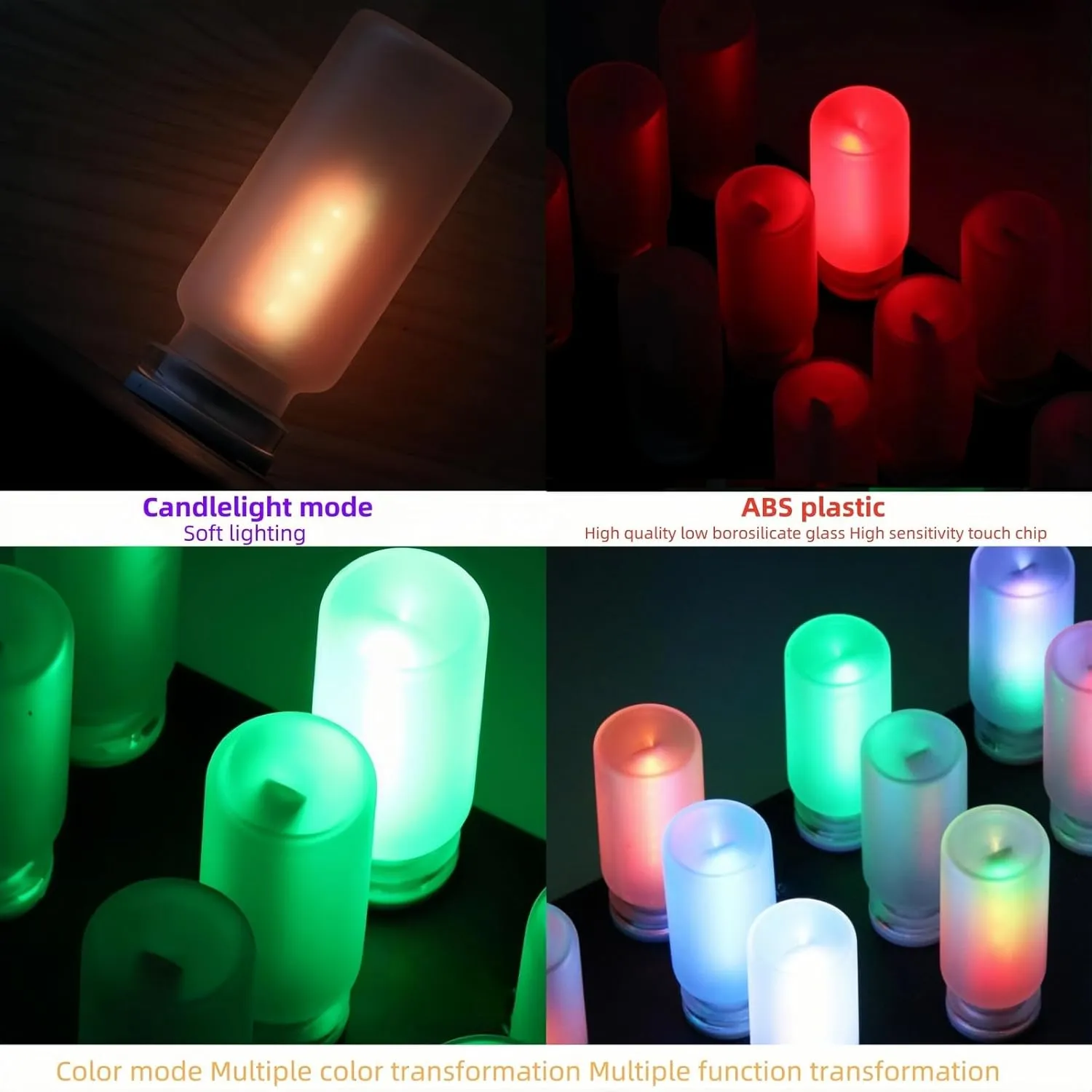 USB Touch Control LED Atmosphere Lamp - 7 Color Modes, Dimmable 16 LED Mood Light for Car, Bedroom, Camping, Party, Night Light, with Portable Design & Low Energy Consumption (Frosted- Dynamic)