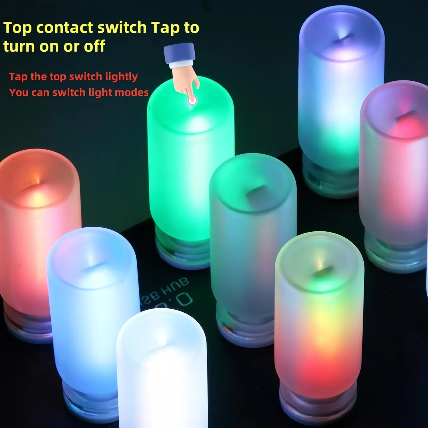 USB Touch Control LED Atmosphere Lamp - 7 Color Modes, Dimmable 16 LED Mood Light for Car, Bedroom, Camping, Party, Night Light, with Portable Design & Low Energy Consumption (Frosted- Dynamic)