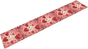 Valentine Pattern Table Runner for Kitchen Dining, Summer Linen Table Runners Vintage Long Tablescarf Farmhouse Tablecloth for Holiday Parties, Weddings Decor 13x72 Inch