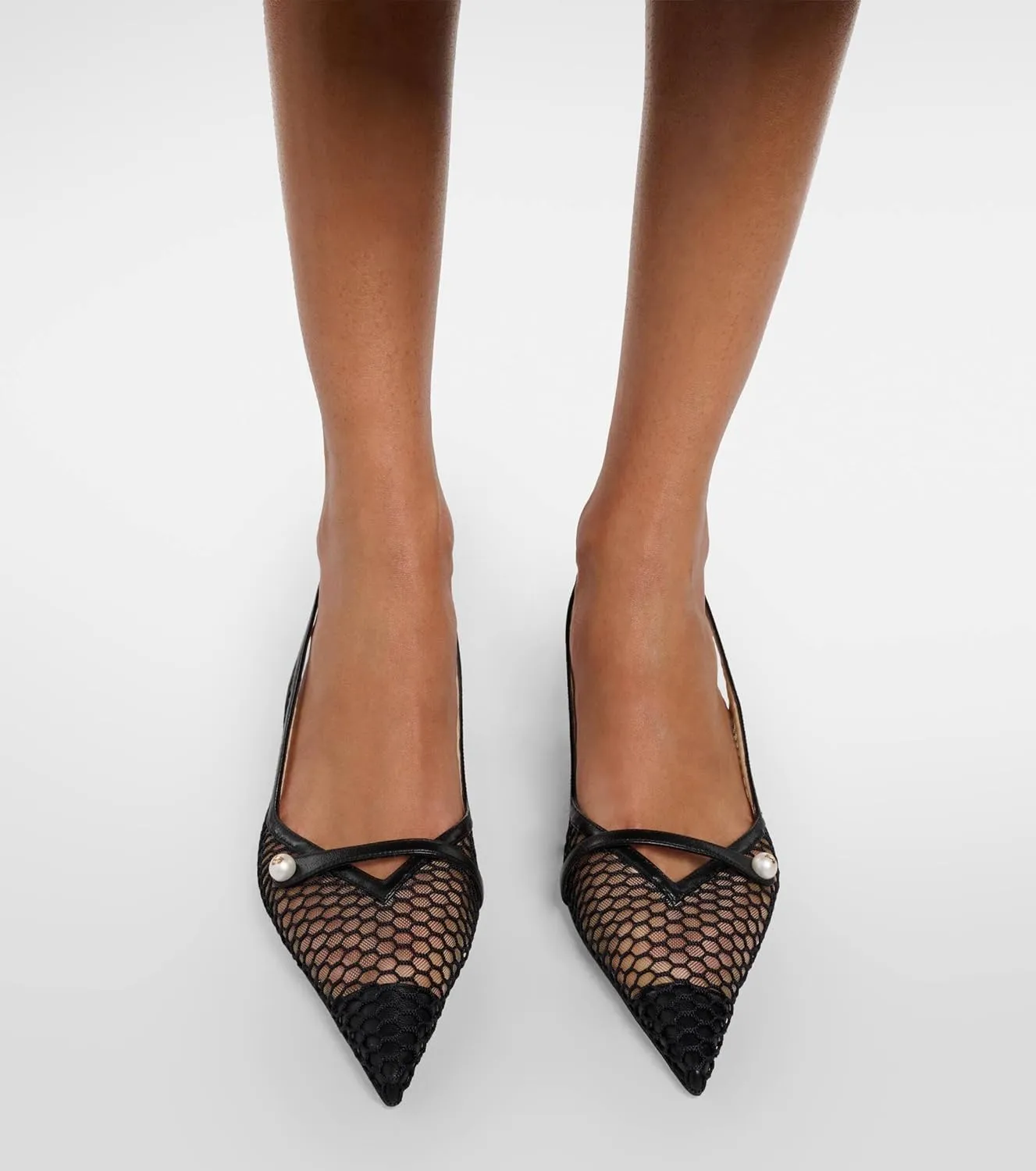 Vaslemuse Women Slingback Kitten Heel Pumps Mesh Pointy Toe Dress Bridal Sandals Slip on Wedding Shoes