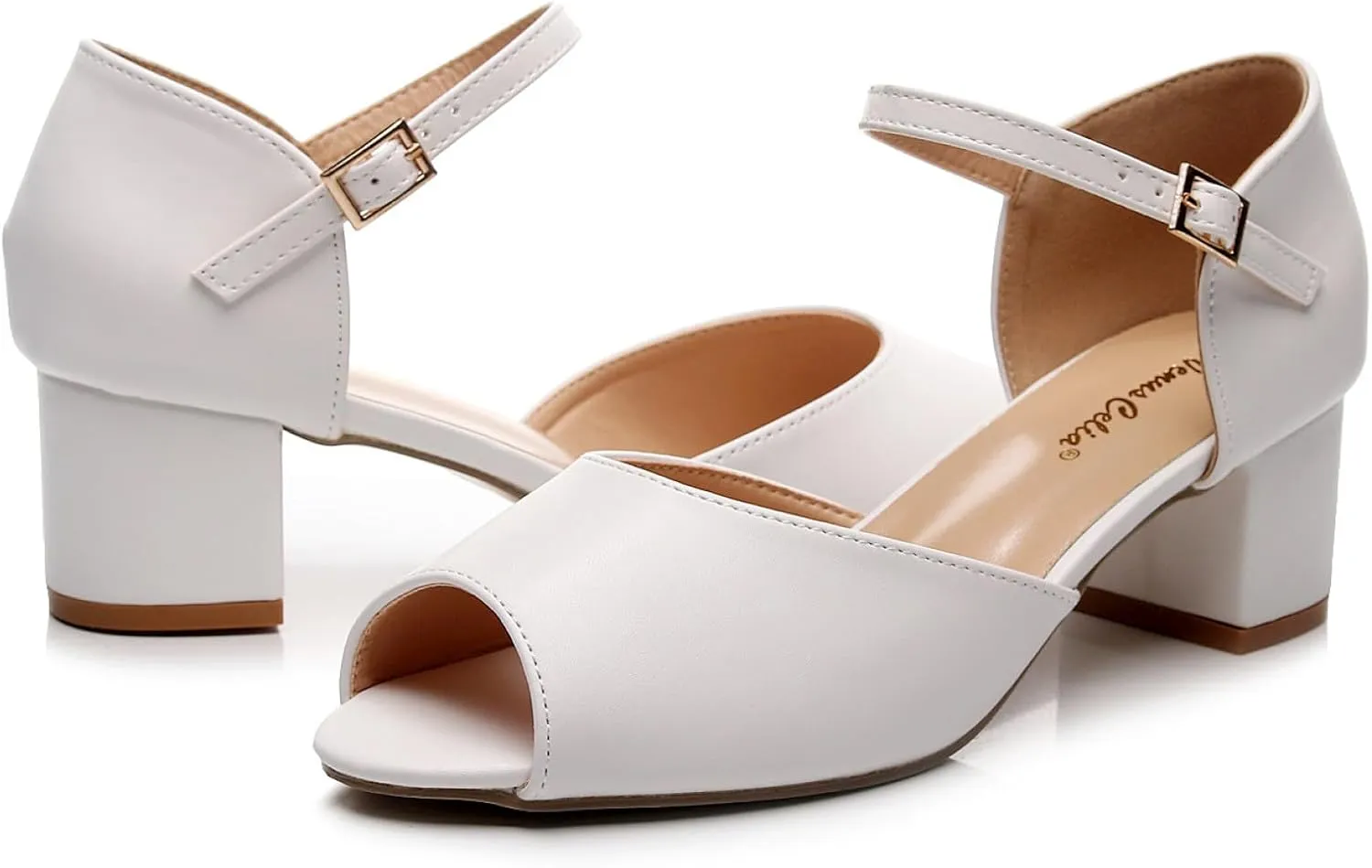 VenusCelia Women's Easy Going Strap Pump Chunky Heeled Sandal