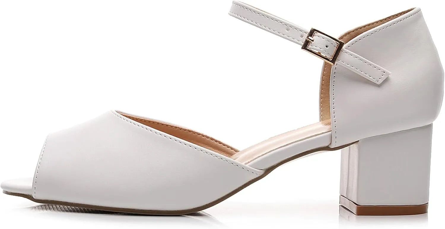 VenusCelia Women's Easy Going Strap Pump Chunky Heeled Sandal