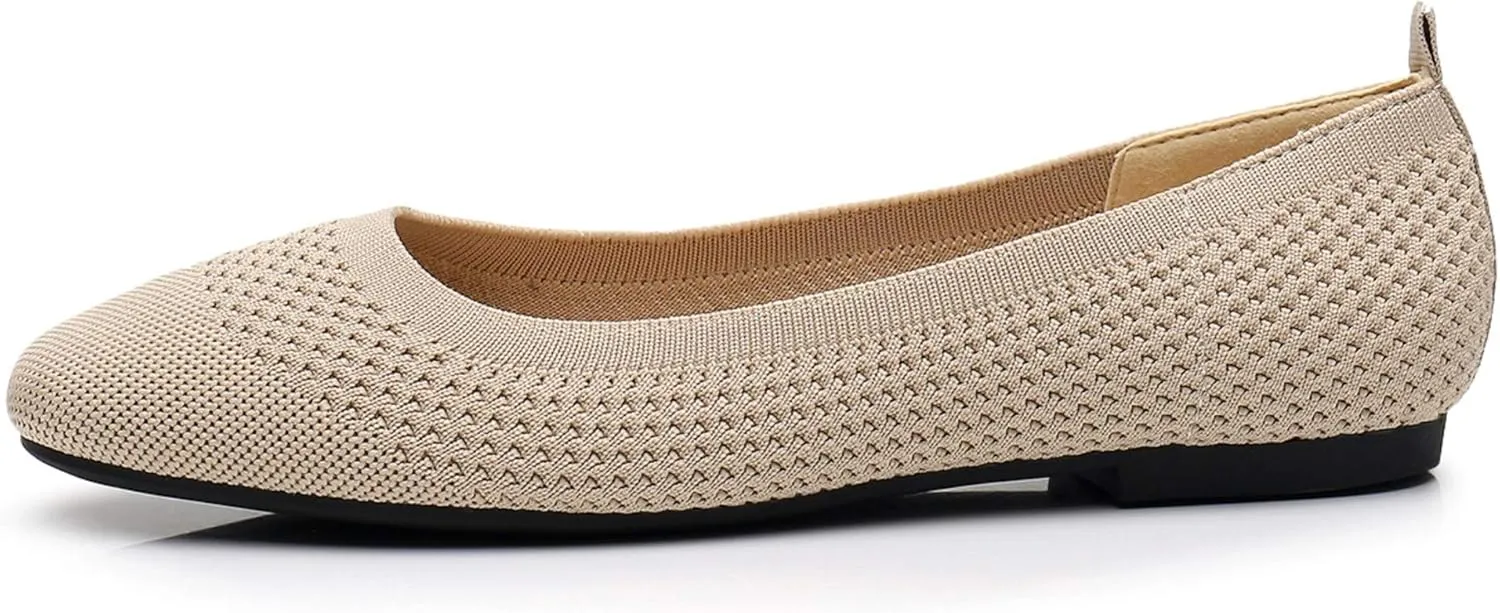 VenusCelia Women's Flexible Knit Flat Shoe