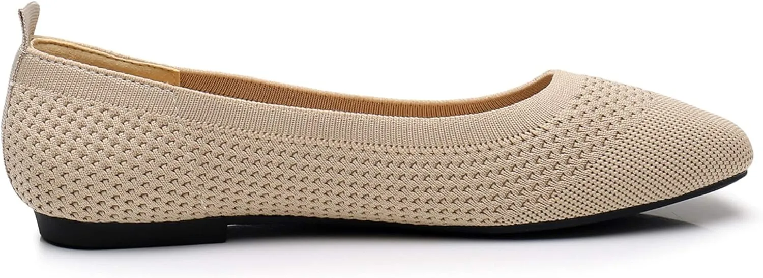 VenusCelia Women's Flexible Knit Flat Shoe