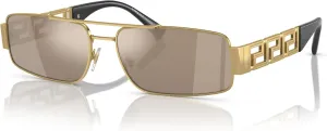 Versace Man Sunglasses Gold Frame, Light Brown Mirror Dark Gold Lenses, 60MM