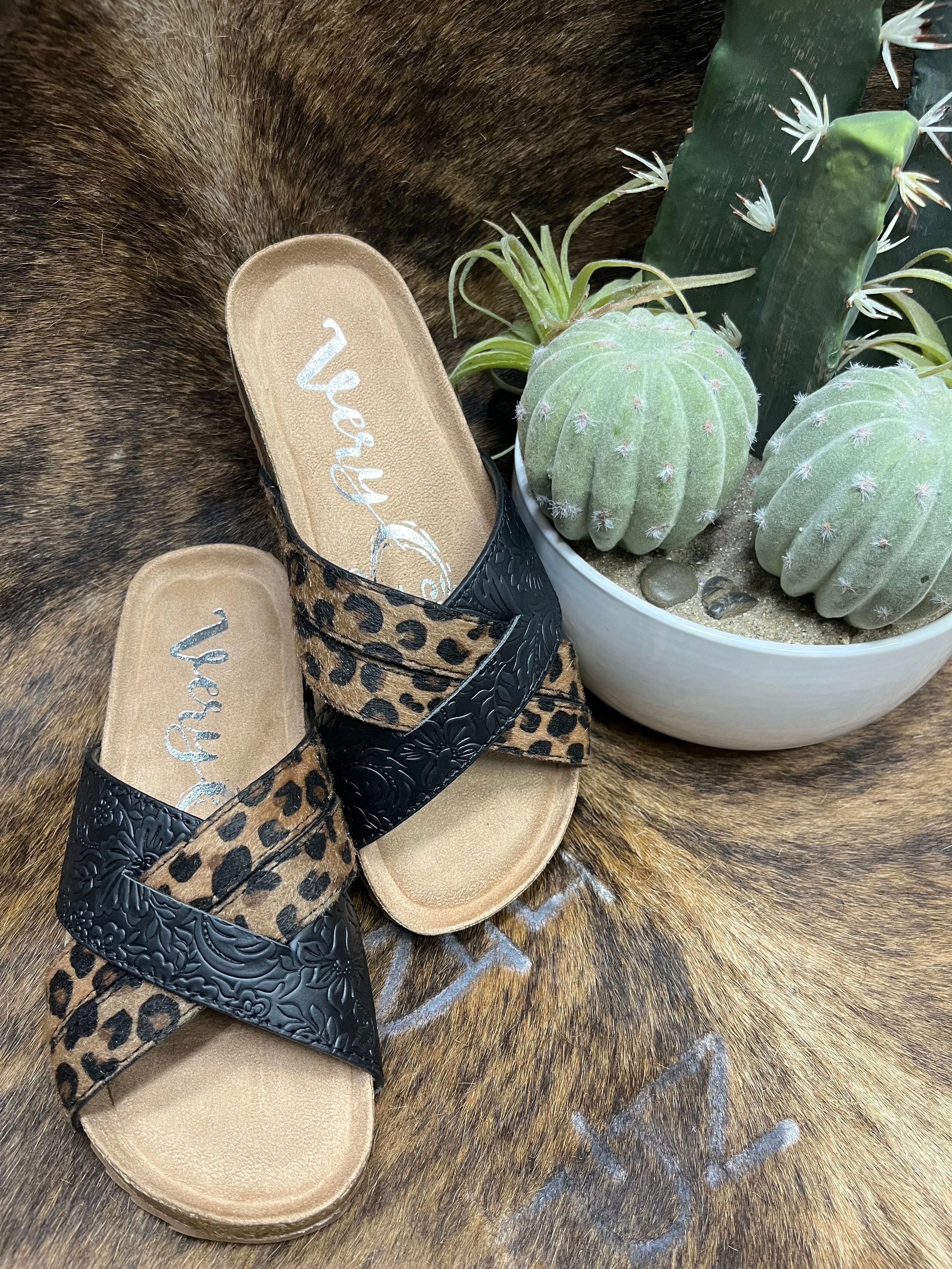 Very G Ari Black Leopard Sandal