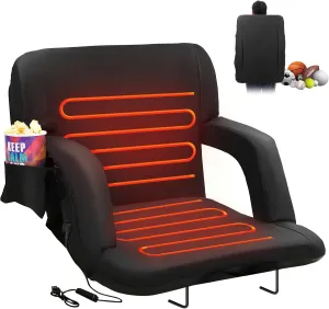 VEVOR Stadium Seat with Back Support, Wide Bleacher Seat Back, Folding Portable Padded Reclining Chair with Hook Pocket Cupholder, Ideal for Sport Event Beach Camping Concert