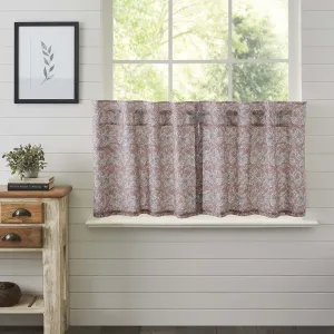 VHC Brands Kaila Country Cottage Vintage Floral Kitchen Curtain Tier Set of 2 24Lx36W