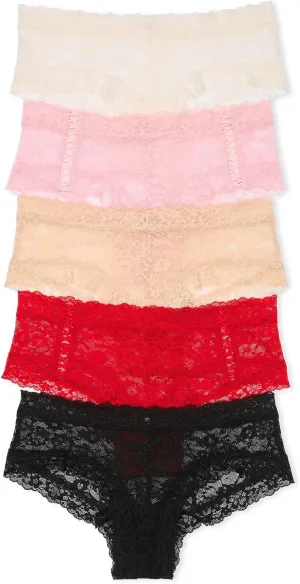 Victoria's Secret Women's Lace Cheeky Underwear, Minimal Coverage Panties for Women, Multi Pack (XS-XXL)