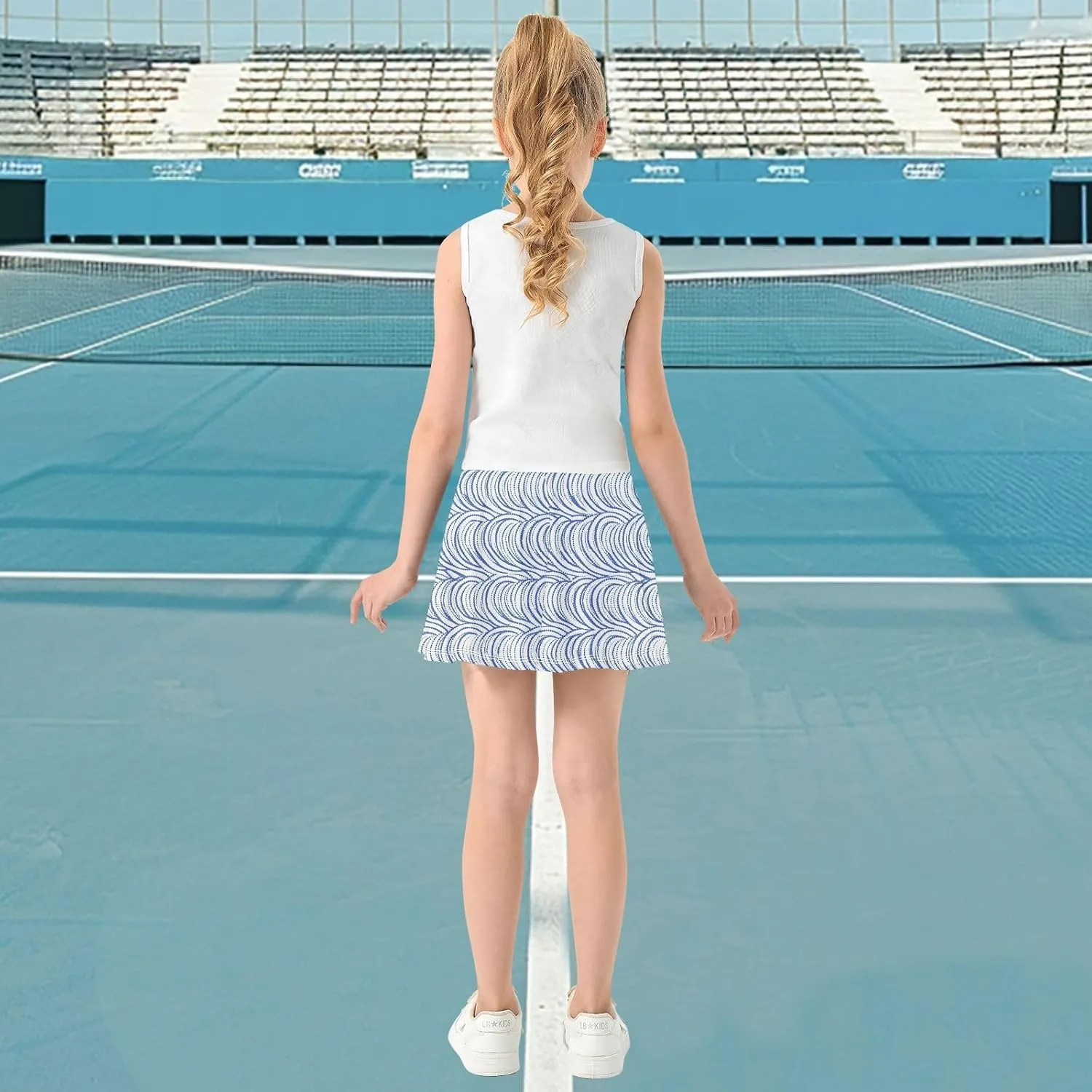 visesunny Girl's Golf Skirt Athletic Visual Dynamic Circle Tennis Skort Sport Activewear with Double Layer Pockets