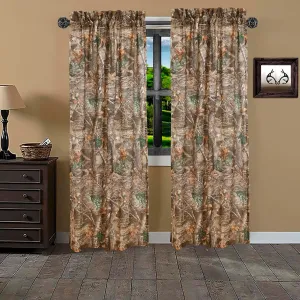 VISI-ONE Realtree Edge Camouflage Rod Pocket Window Curtains, Set of 2 Panels (42"x87" Inch) - Camo Drapes in Forest and Rustic Theme, Perfect for Bedroom, Farmhouse, Living Room, Cabin, and Kitchen