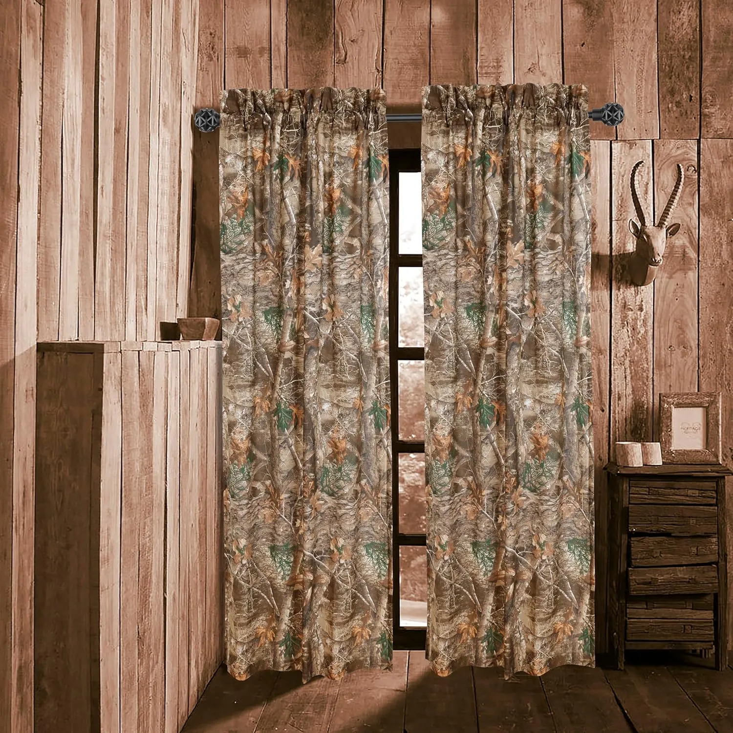 VISI-ONE Realtree Edge Camouflage Rod Pocket Window Curtains, Set of 2 Panels (42"x87" Inch) - Camo Drapes in Forest and Rustic Theme, Perfect for Bedroom, Farmhouse, Living Room, Cabin, and Kitchen