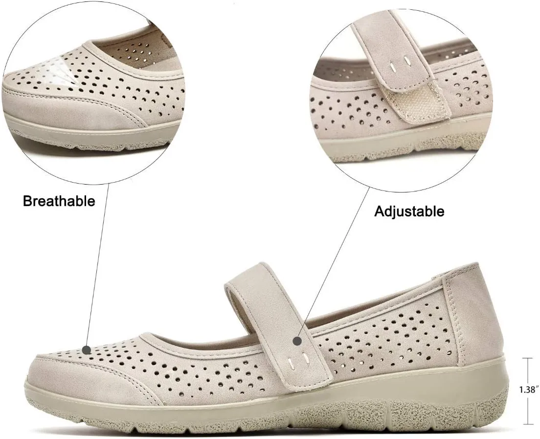 VJH confort Mary Jane Flats Orthopedic Shoes Women's,Breathable Slip-On Light Weight Comfort Orthotic Casual Walking Shoes