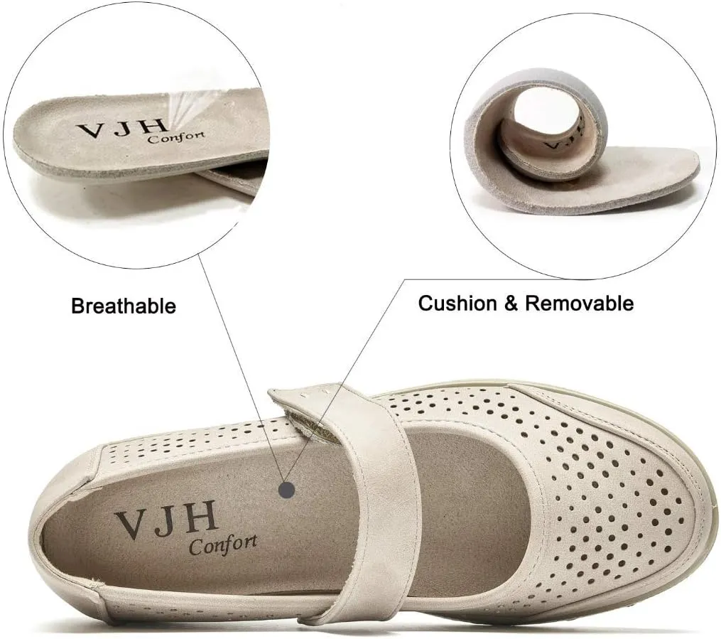 VJH confort Mary Jane Flats Orthopedic Shoes Women's,Breathable Slip-On Light Weight Comfort Orthotic Casual Walking Shoes