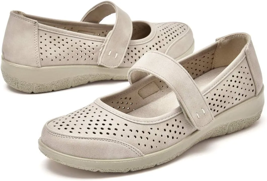 VJH confort Mary Jane Flats Orthopedic Shoes Women's,Breathable Slip-On Light Weight Comfort Orthotic Casual Walking Shoes