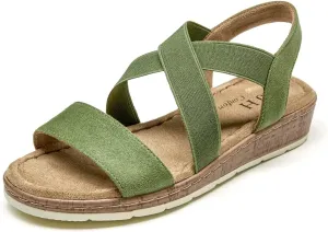 VJH confort Women's Flat sandals, Comfort Slip-on Elastic ankle strap Slingback Light Weight Casual Walking Sandals