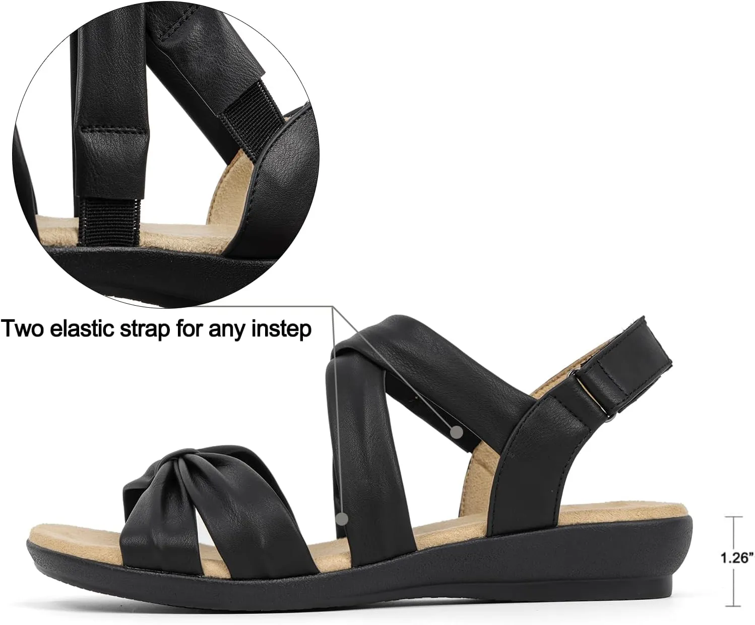 VJH confort Women’s Flat Sandals Comfortable Criss-Cross Bow Dressy Soft Straps Slip-on Flexible Summer Walking Sandals
