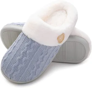 Vonluxe Women's Fuzzy House Slippers Comfy Memory Foam Bedroom Slippers Warm Slip On Light Shoes Outdoor Indoor Faux Fur Lined
