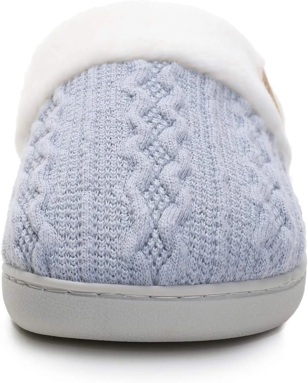 Vonluxe Women's Fuzzy House Slippers Comfy Memory Foam Bedroom Slippers Warm Slip On Light Shoes Outdoor Indoor Faux Fur Lined