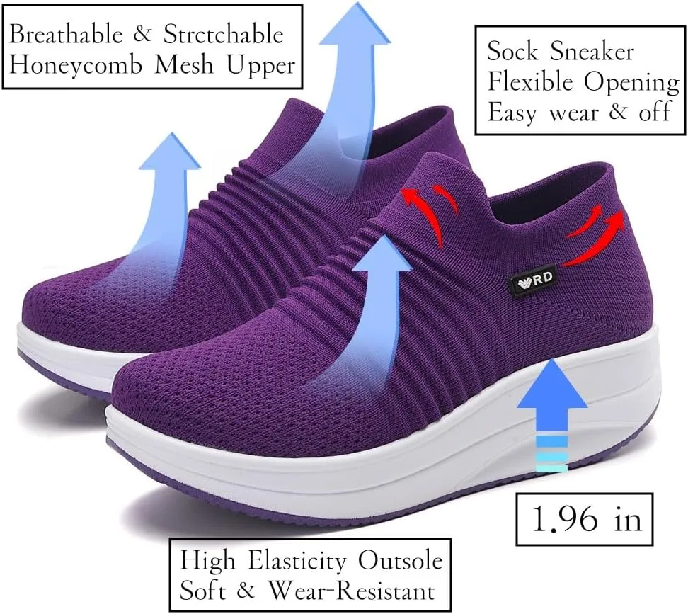 Walking Shoes for Women Slip On Nurse Slip Resistant Work Sock Sneakers Food Service Platform Comfortable Weight Light