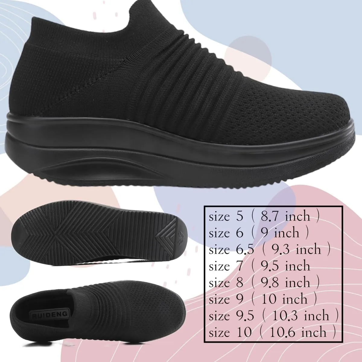 Walking Shoes for Women Slip On Nurse Slip Resistant Work Sock Sneakers Food Service Platform Comfortable Weight Light