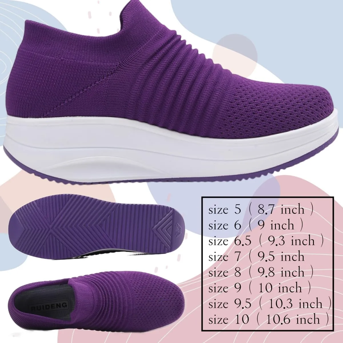 Walking Shoes for Women Slip On Nurse Slip Resistant Work Sock Sneakers Food Service Platform Comfortable Weight Light