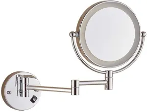 Wall-Mounted Makeup Mirror LED Lighted Vanity Makeup Mirror 10X Magnifying 8-inch 360° Adjustable Arm Chrome Vanity Mirror