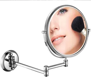 Wall Mounted Makeup Mirror with 3X Magnification, Makeup Mirror for Bathroom, 360 Degree Swivel Rotation with Distortion Free View, Extendable Arm, Round, No Light