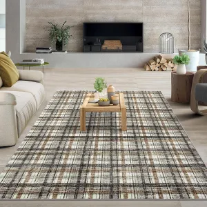 Washable Area Rugs 5x7 Rug for Living Room Modern Non Slip Throw Rugs Soft Bedroom Rug Non Shedding Low Pile Stain Resistant Carpet for Dining Room Nursery Classroom 5'x7' Celadon&Coffee