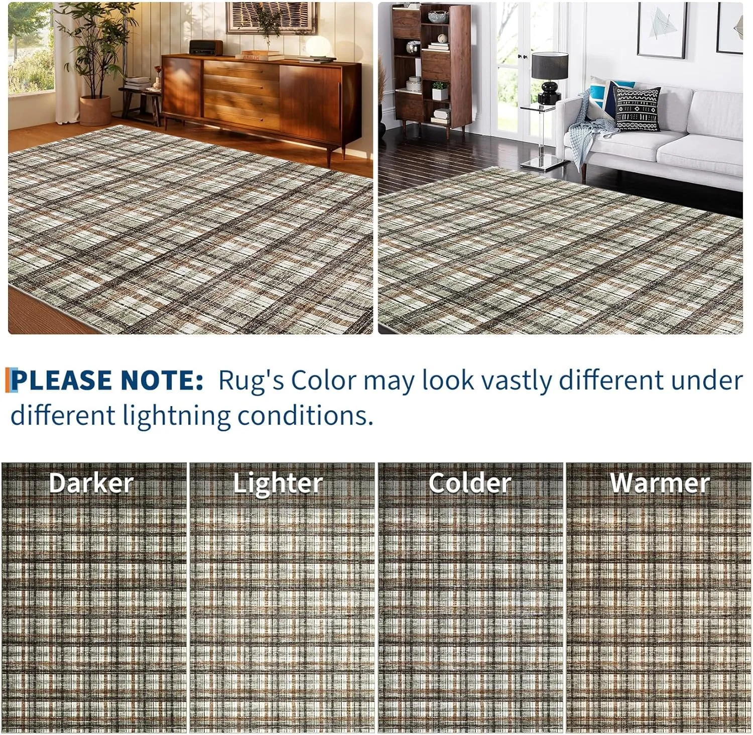 Washable Area Rugs 5x7 Rug for Living Room Modern Non Slip Throw Rugs Soft Bedroom Rug Non Shedding Low Pile Stain Resistant Carpet for Dining Room Nursery Classroom 5'x7' Celadon&Coffee