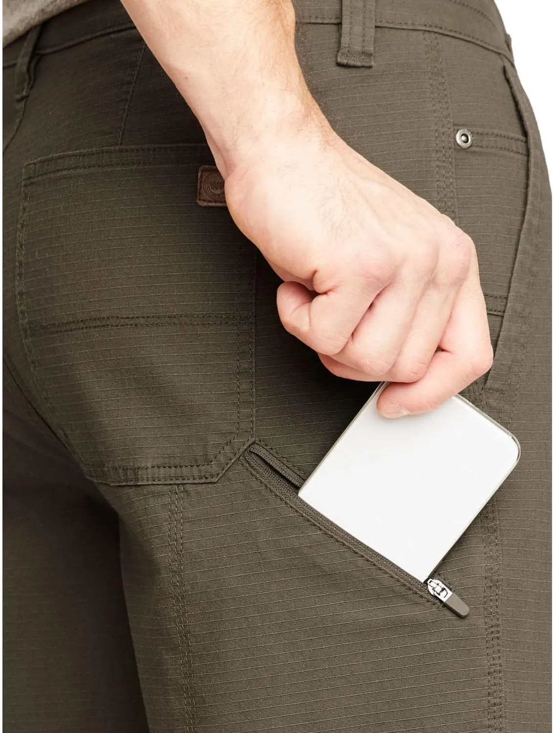 Weatherproof Men's Stretch Ripstop Fabric Trail Utility Shorts with Secure Zip Utility Pocket