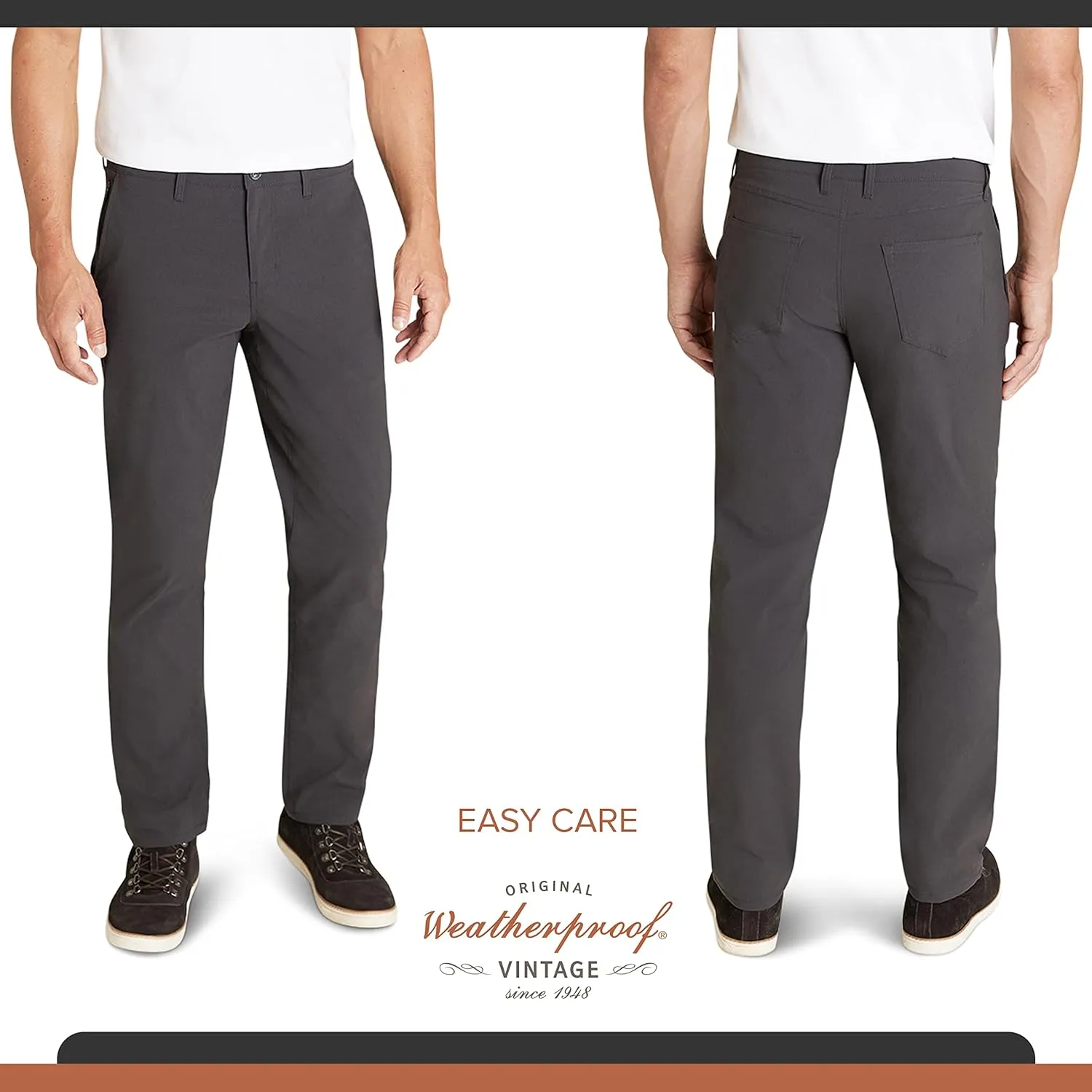 Weatherproof Vintage Men's Regular Fit Excursion Pants - Ultra Stretch Casual Flat Front Chino