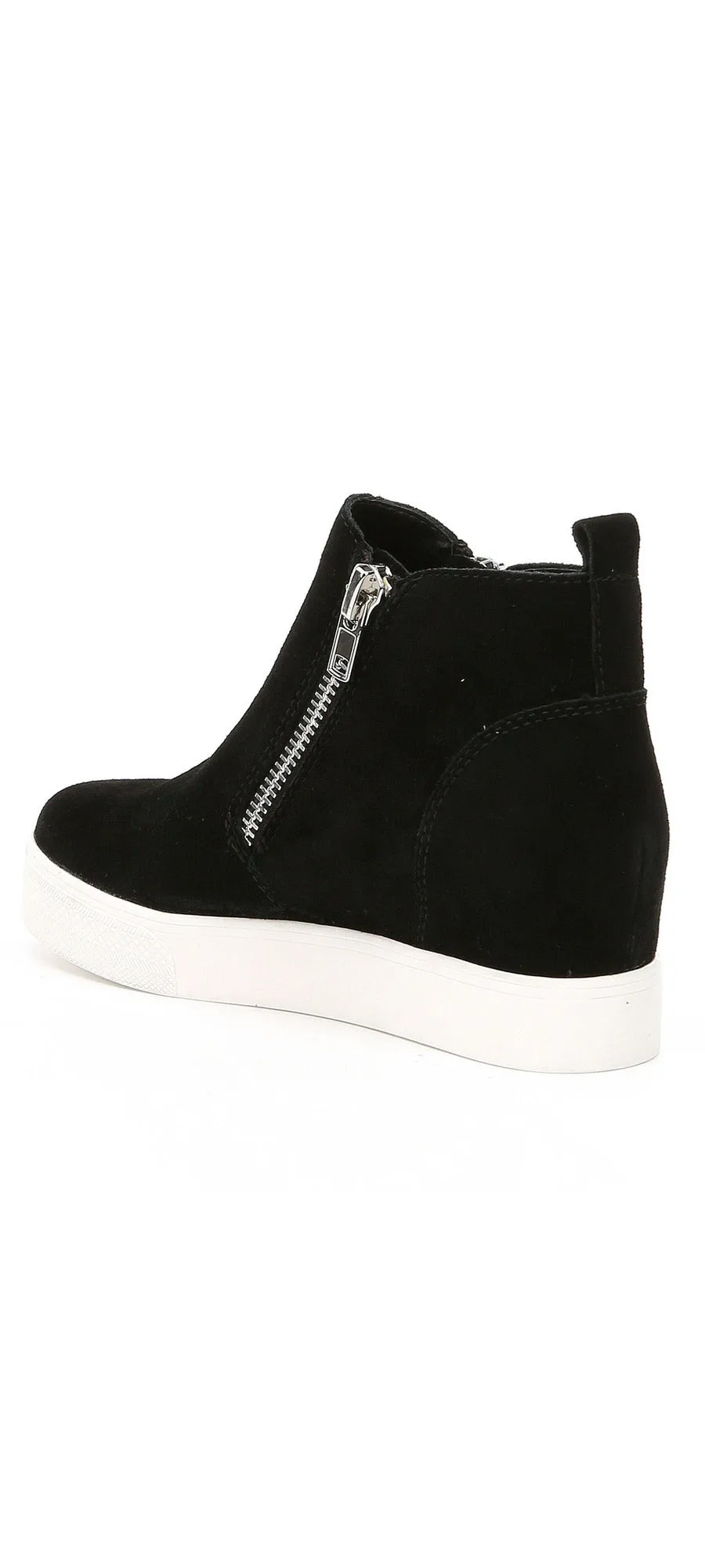 Wedge Black Suede Side Wedgie Double Sneakers Madden Zipper Fashion Steve Beautiful Clear guidance Soft