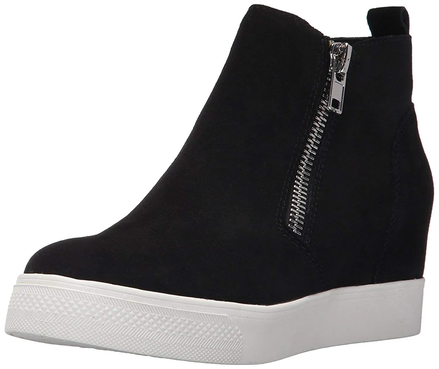 Wedge Black Suede Side Wedgie Double Sneakers Madden Zipper Fashion Steve Beautiful Clear guidance Soft
