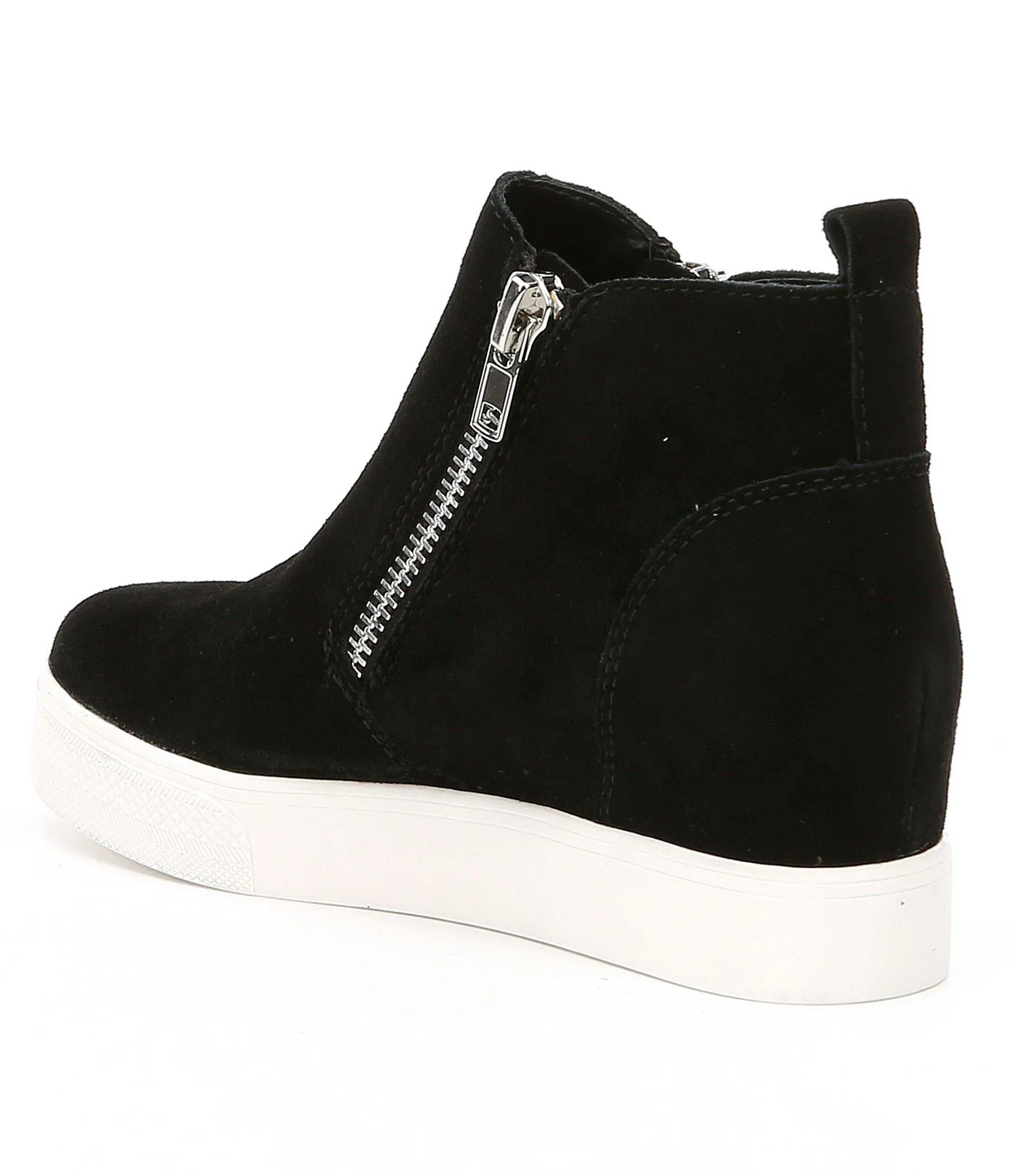 Wedge Black Suede Side Wedgie Double Sneakers Madden Zipper Fashion Steve Beautiful Clear guidance Soft