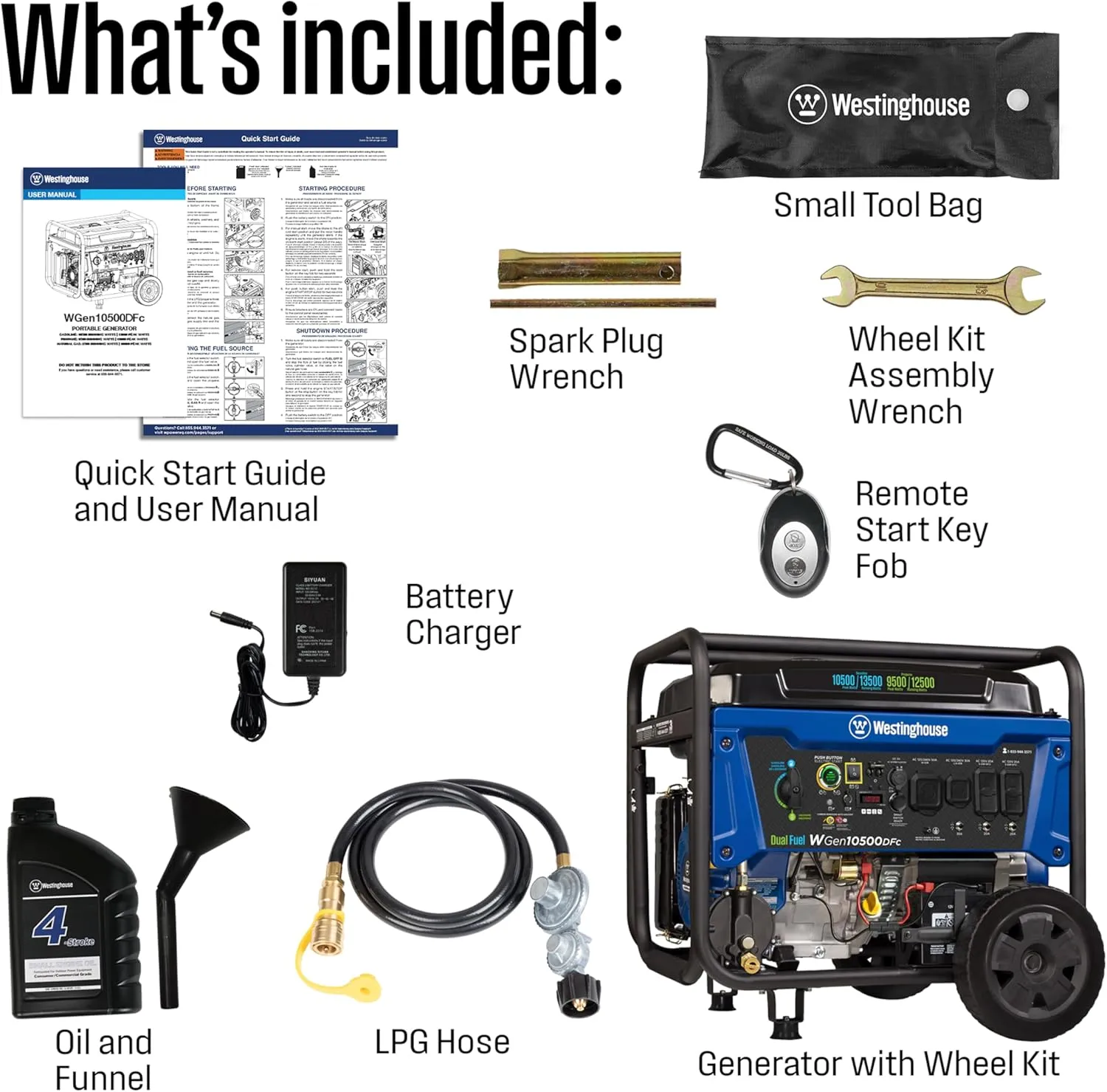 Westinghouse 13500 Peak Watt Dual Fuel Home Backup Portable Generator, Remote Electric Start, Transfer Switch Ready, Gas and Propane Powered