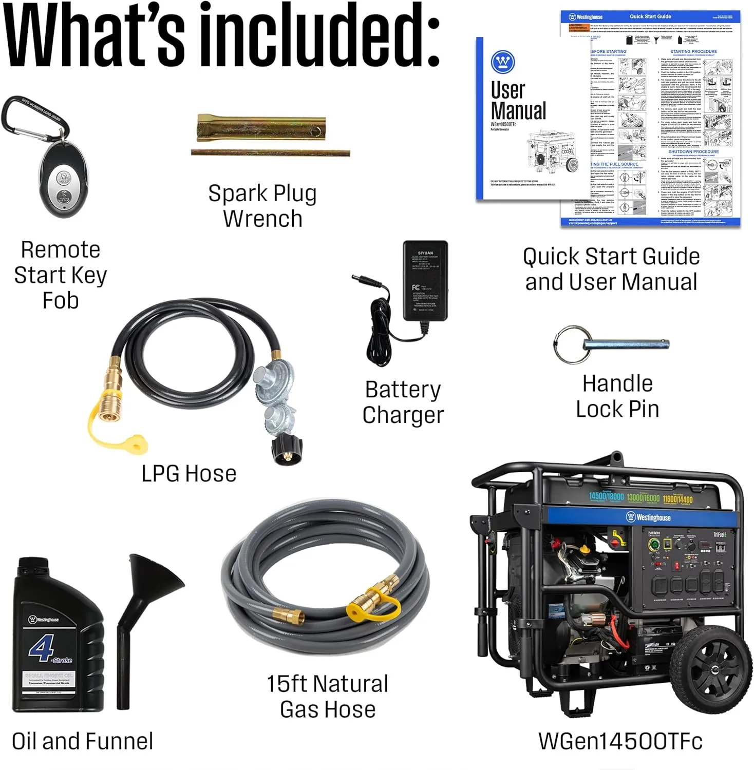 Westinghouse 18000 Peak Watt Tri-Fuel Home Backup Portable Generator, Remote Electric Start, Transfer Switch Ready, Gas, Propane, and Natural Gas Powered, CO Sensor