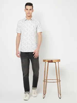 White Floral Printed Shirt