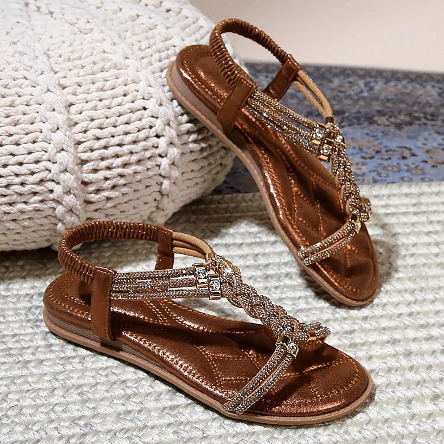 Women Toe Sandals Crystal Jelly Beach Flip Flops Female Students Korean Leather Thong Sandals for Women Wide