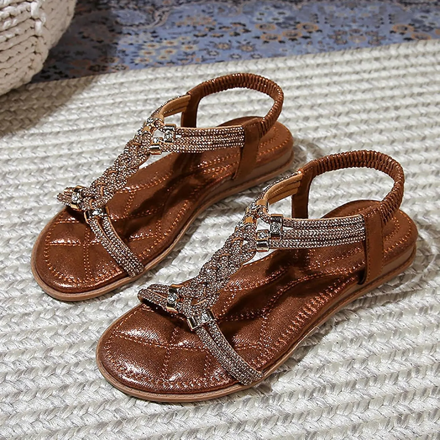 Women Toe Sandals Crystal Jelly Beach Flip Flops Female Students Korean Leather Thong Sandals for Women Wide