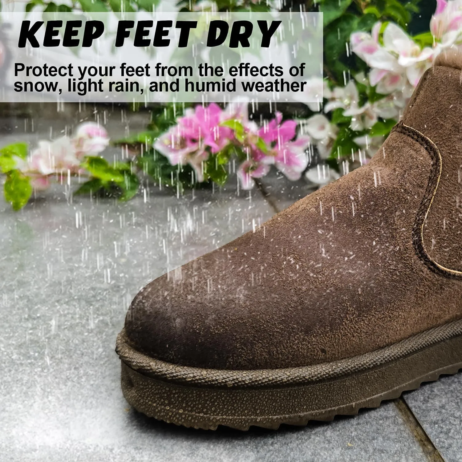 Womens Ankle Boots Warm Fur Lining Waterproof Outdoor Slip-on Winter Snow Booties
