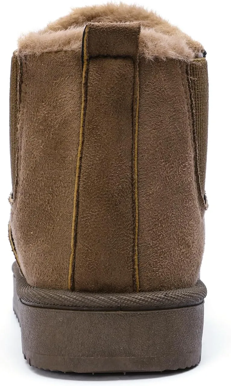Womens Ankle Boots Warm Fur Lining Waterproof Outdoor Slip-on Winter Snow Booties