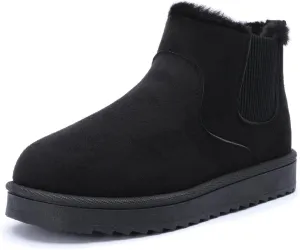 Womens Ankle Boots Warm Fur Lining Waterproof Outdoor Slip-on Winter Snow Booties