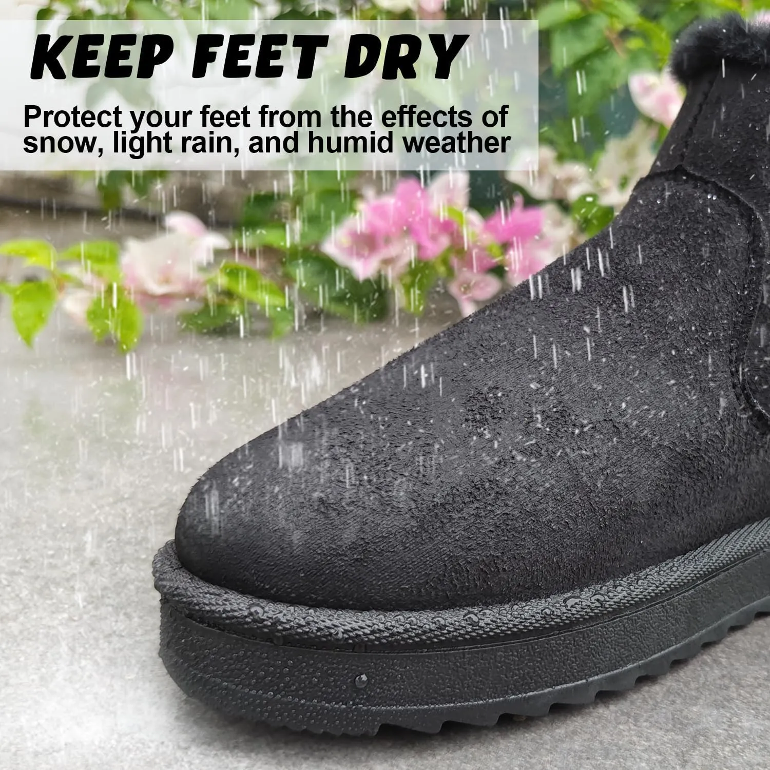 Womens Ankle Boots Warm Fur Lining Waterproof Outdoor Slip-on Winter Snow Booties