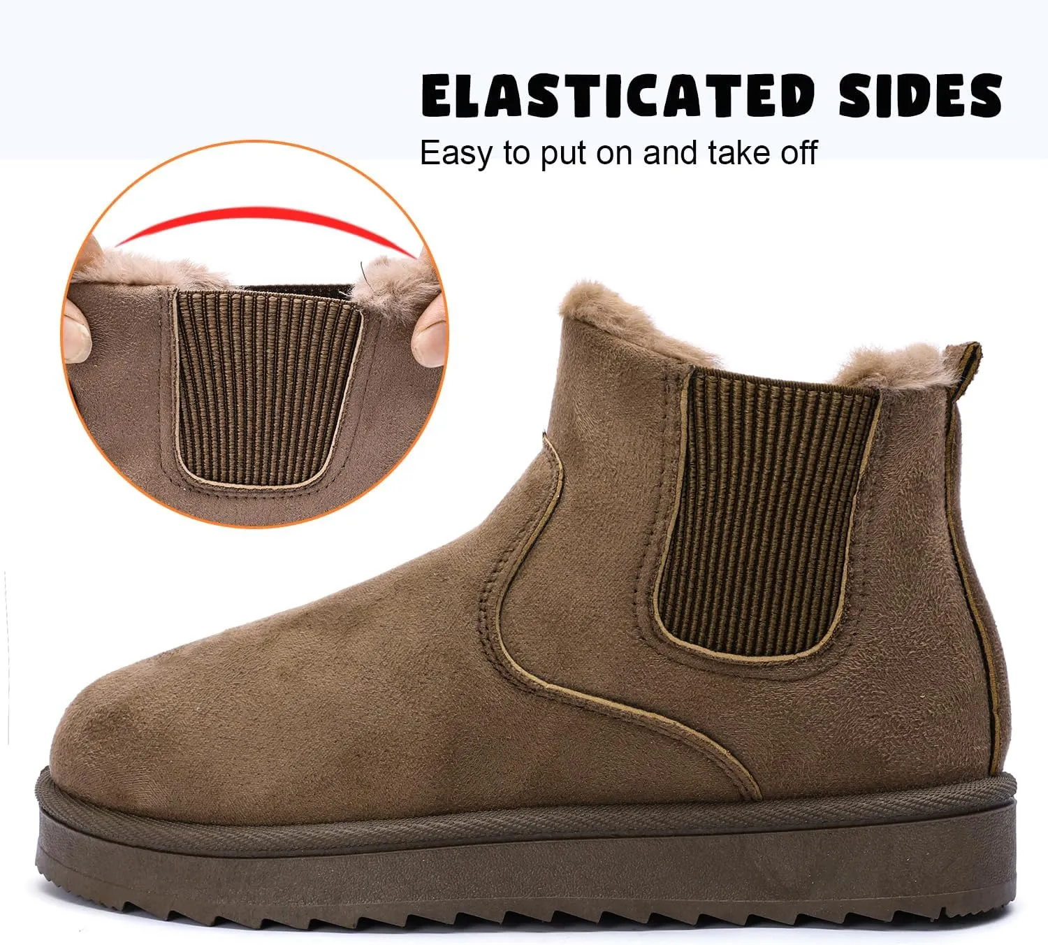 Womens Ankle Boots Warm Fur Lining Waterproof Outdoor Slip-on Winter Snow Booties